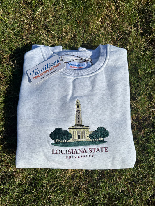 LSU Crewneck - Memorial Tower Heather Grey