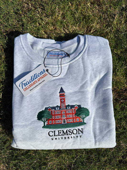 Clemson University Crewneck - Heather Grey