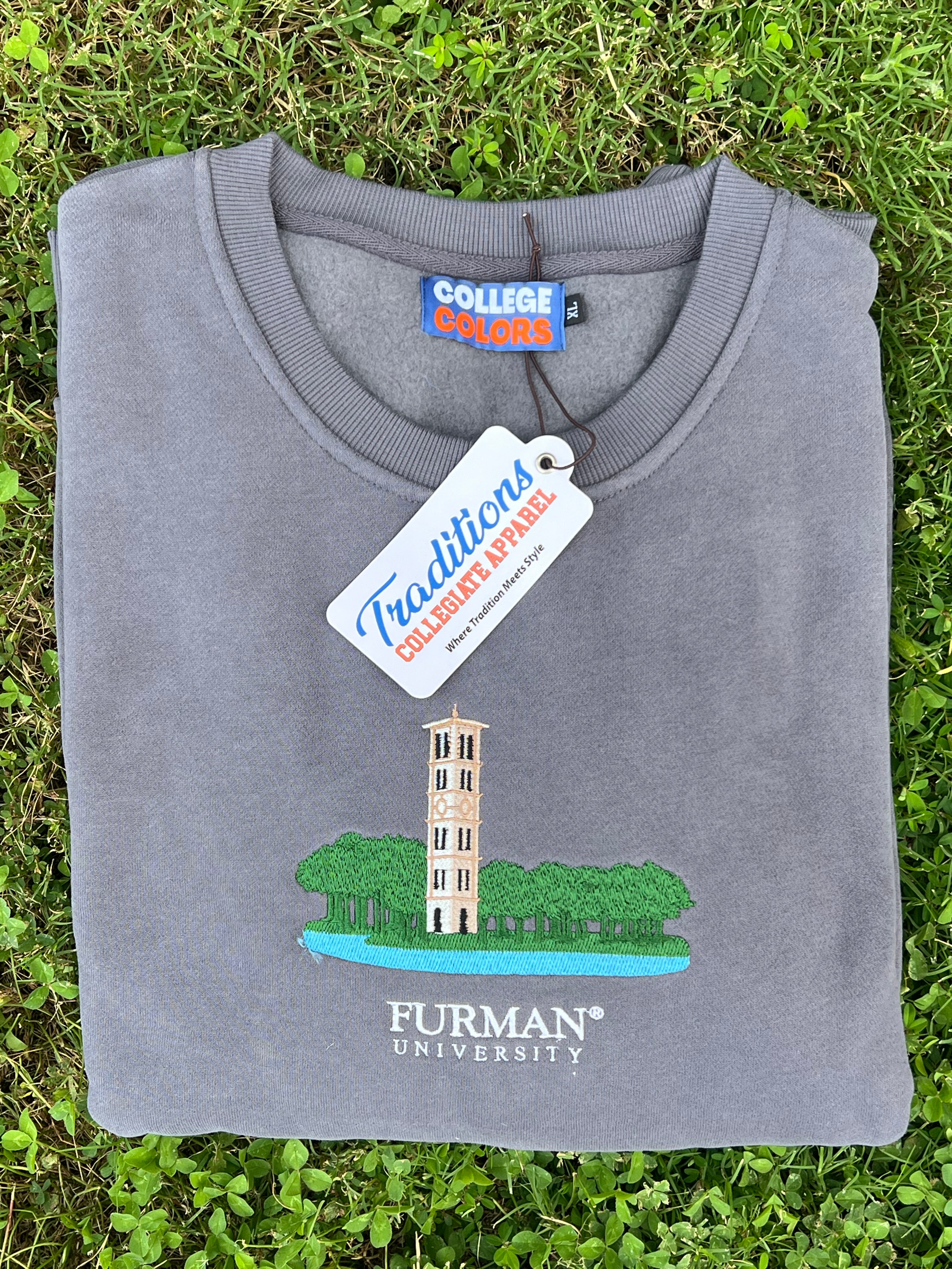 Furman University Crewneck Gray Traditions Collegiate Apparel