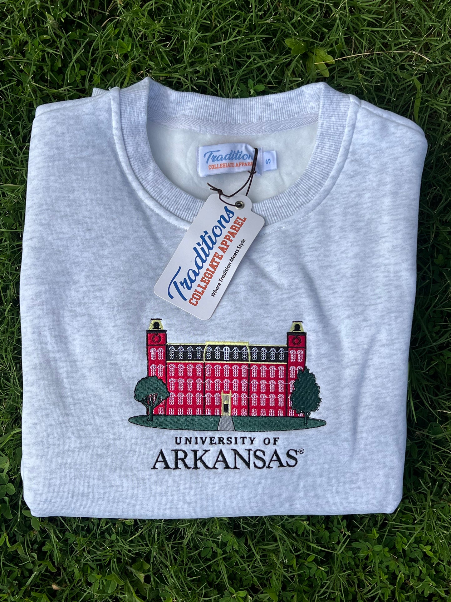 University of Arkansas Crewneck- Heather Gray