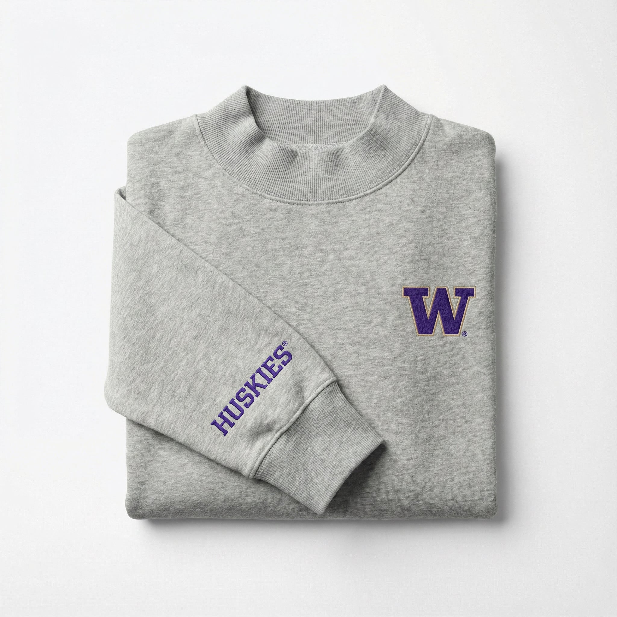 Washington Mock Neck Sweatshirt | Embroidered Unisex | Heather Grey