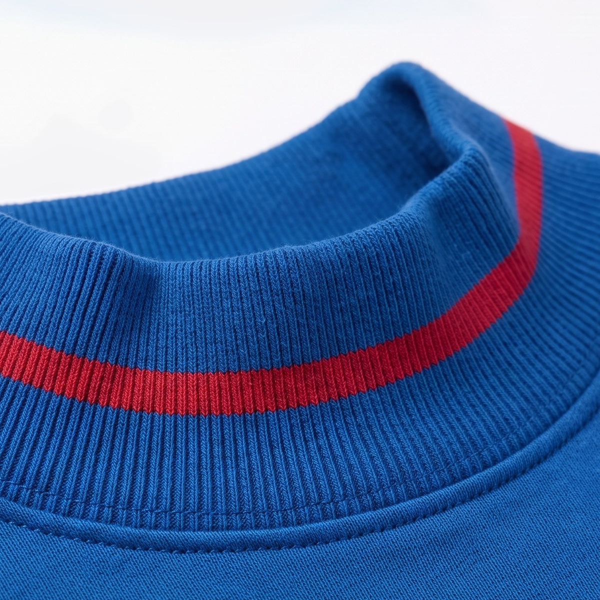 SMU Gameday Mockneck collar detail | Soft, low rib that sits open and relaxed