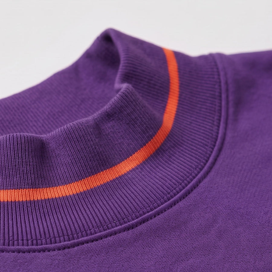 Clemson Gameday Mockneck collar detail | Soft, low rib that sits open and relaxed