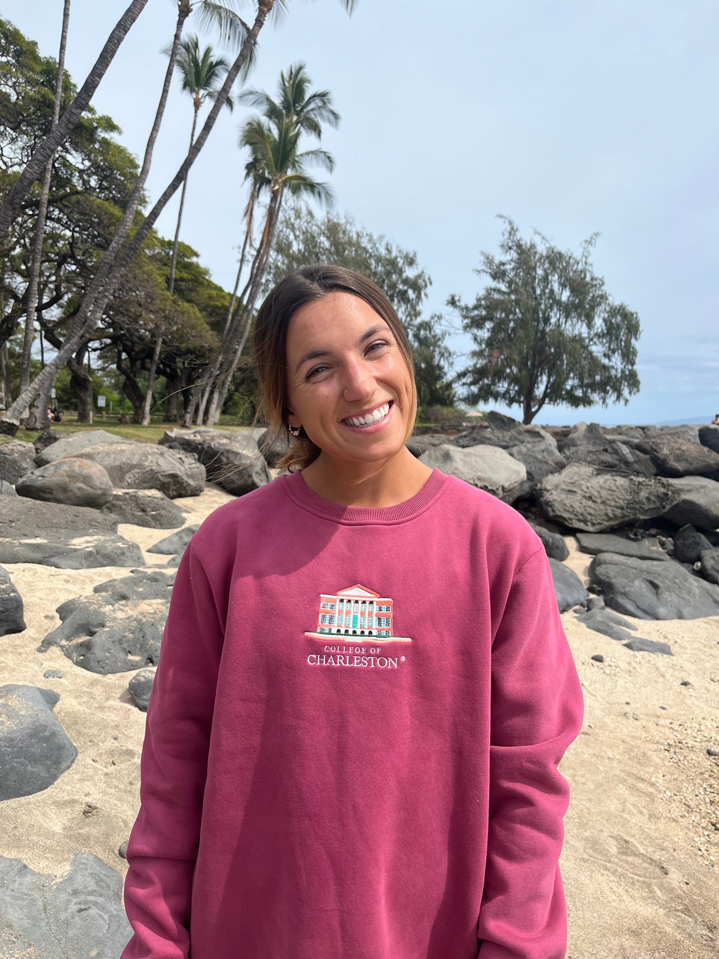 College of Charleston Crewneck - Light Maroon