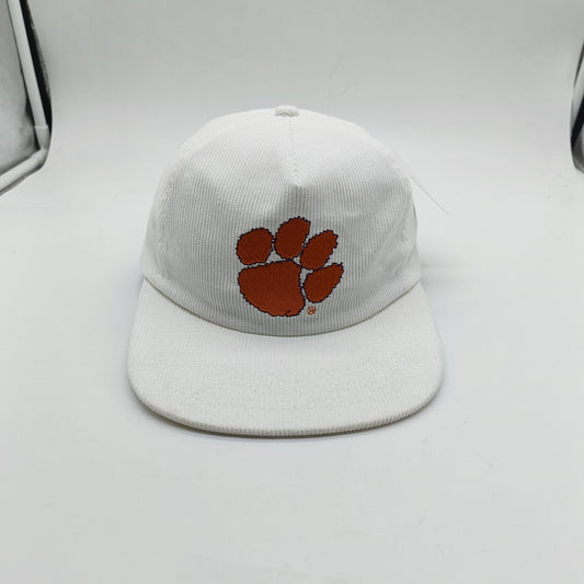 Clemson Paw White Corduroy Hat