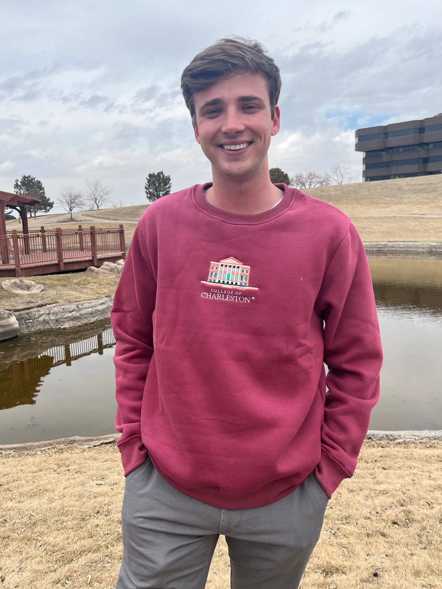 College of Charleston Crewneck - Light Maroon